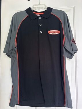 Harley-Davidson Black, Gray & Orange Men’s Polo